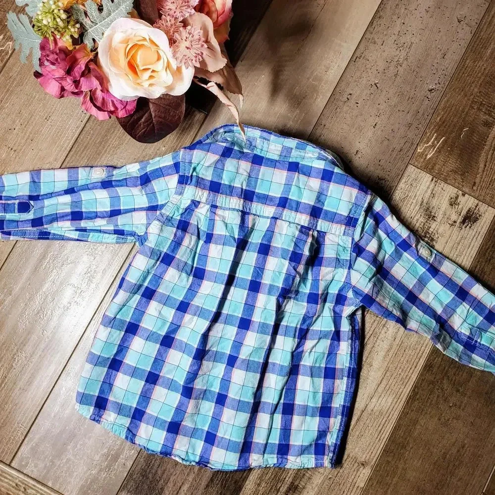 The Children's Place Boys Plaid Long Sleeve Button-Up Dress Shirt Size 2T